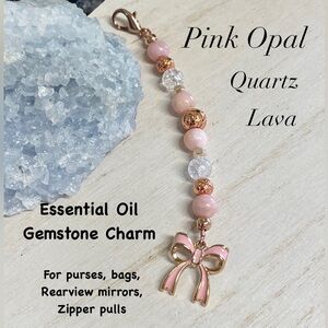2/$30 Essential Oil Charm Bag Accessory Cars, Office - Pink Opal, Lava & Quartz